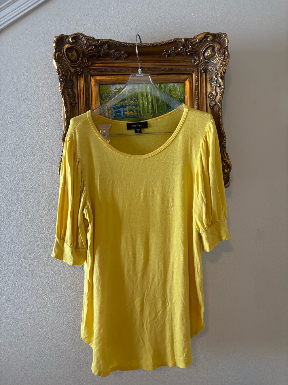 Karen Kane Bright Yellow Scoop Neck Short Sleeve Top